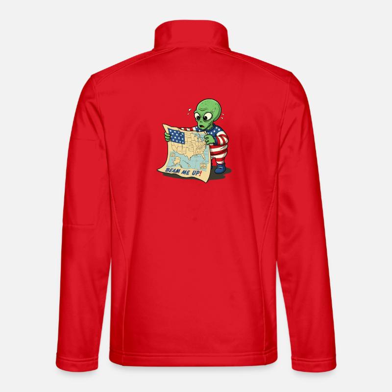 Cute Alien with USA Map Unisex Softshell Jacket