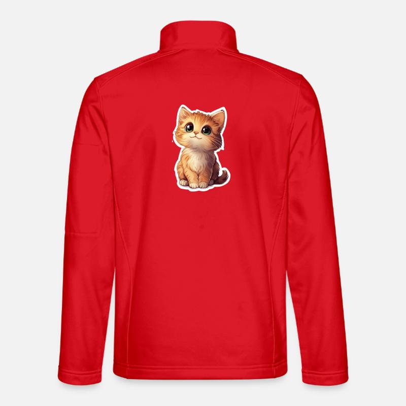 Cute Cat Kitten - Unisex Softshell Jacket - red