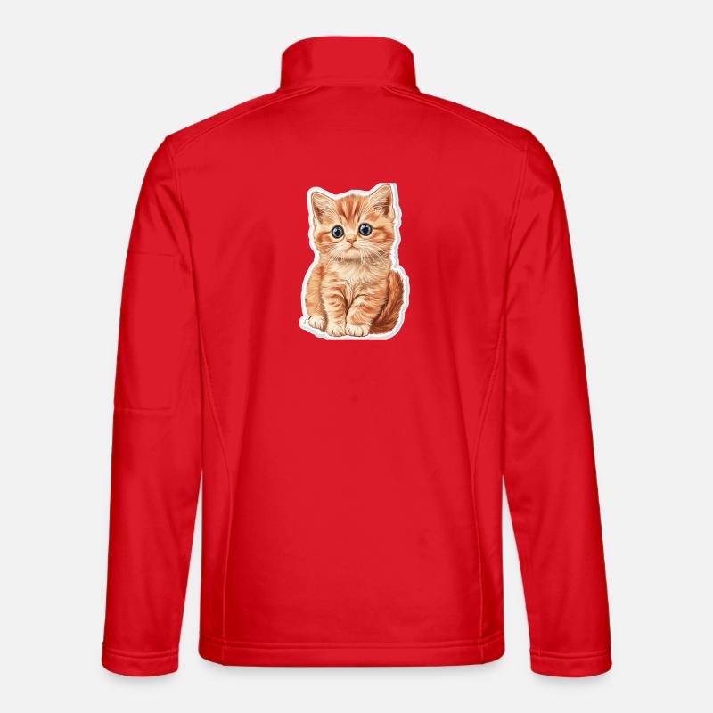 Cute Cat Kitten - Unisex Softshell Jacket - red