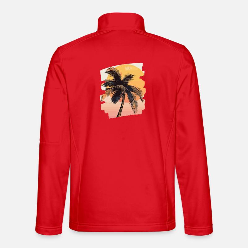 Palm Tree Sunset Somme - Unisex Softshell Jacket - red