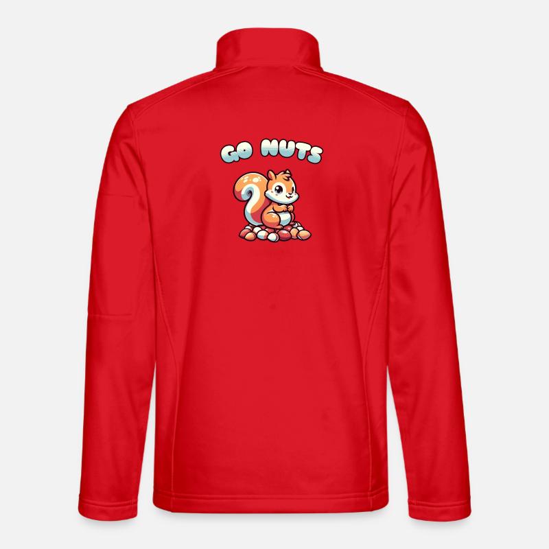 Eichhörnchen sitzt auf Nüssen Cartoon-Tee - Unisex Softshelljacke - Rot