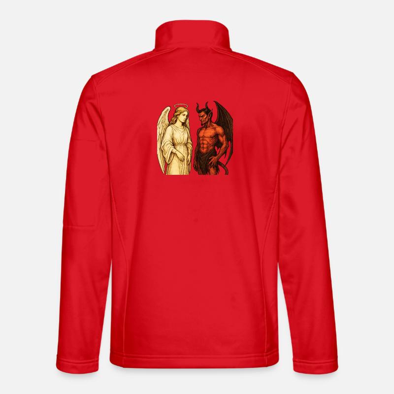 Himmlischer Engel gegen feurigen Dämon Illustration Unisex Softshelljacke