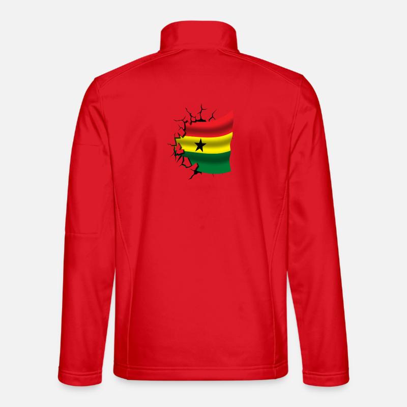 Drapeau du Ghana - Ghana - Drapeau Broken Design Veste en tissu softshell Unisexe