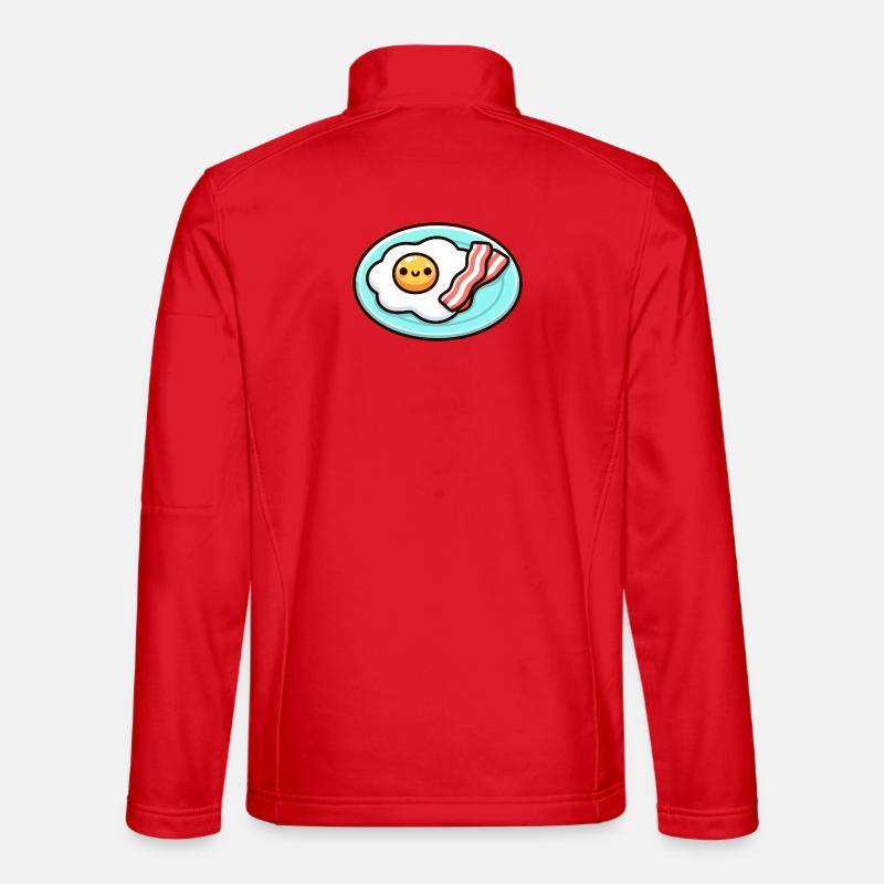 Cute Sunny Side Breakfast Illustration - Unisex Softshell Jacket - red