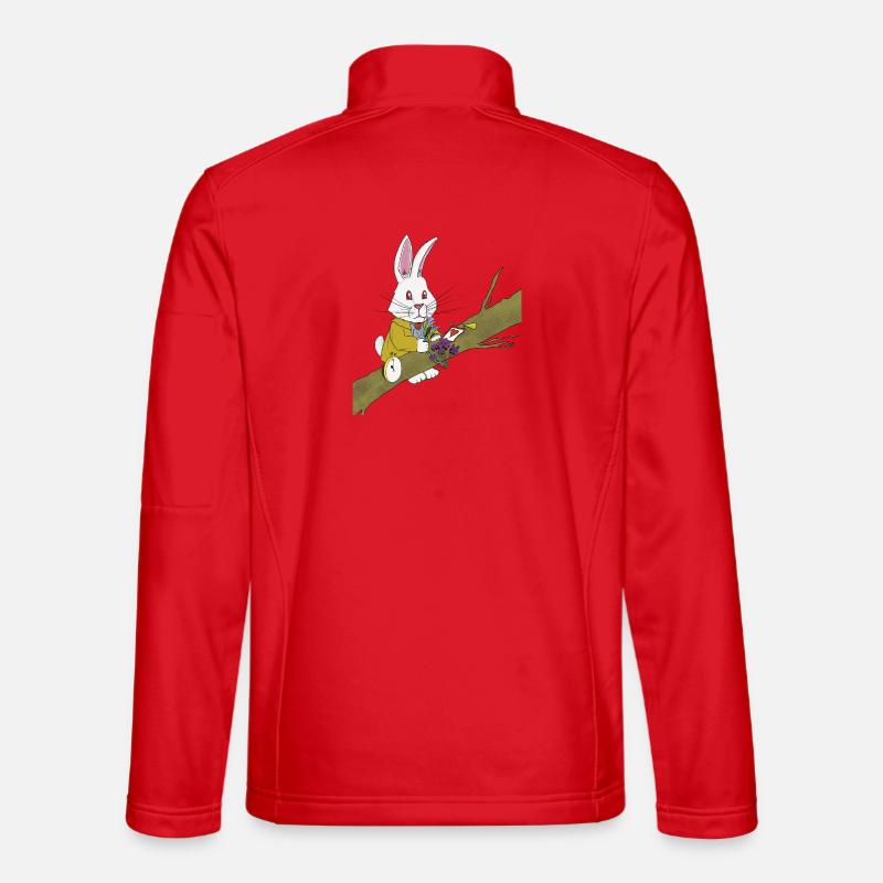 The White Rabbit enjoying flowers. - Unisex Softshell Jacket - red
