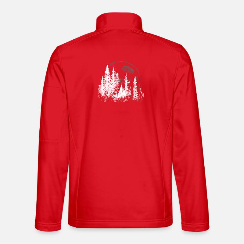 Lunar Forest Silhouette Illustration - Unisex Softshell Jacket - red