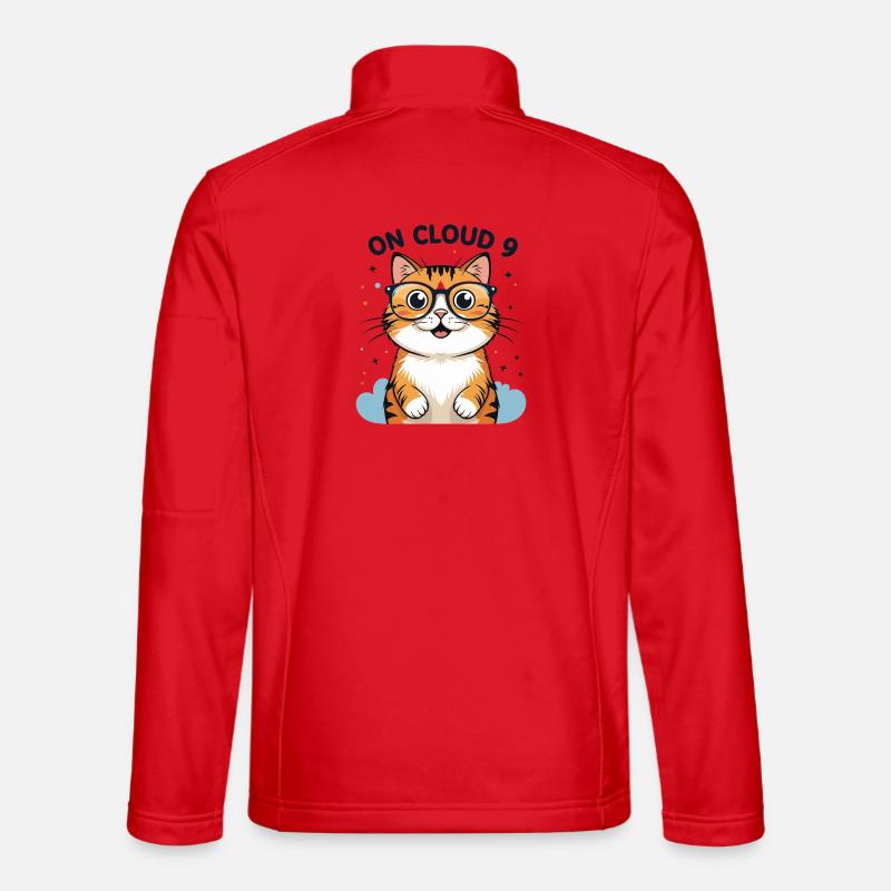 Niedliche Katzenillustration mit Brille - Unisex Softshelljacke - Rot