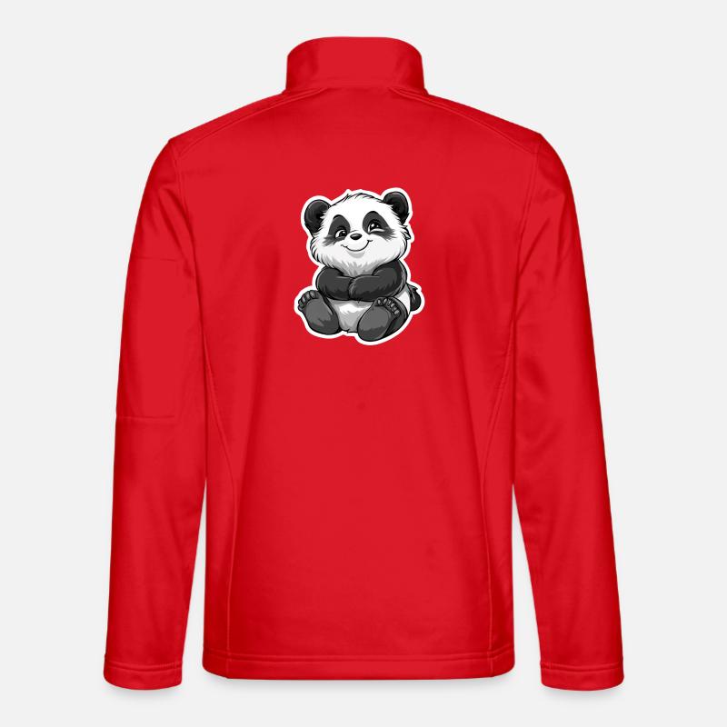 Cute Panda Bear - Unisex Softshell Jacket - red