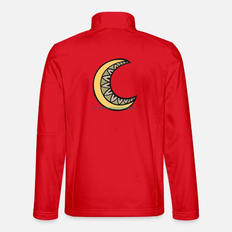 Moon pattern with geometric leaf décor motif Unisex Softshell Jacket