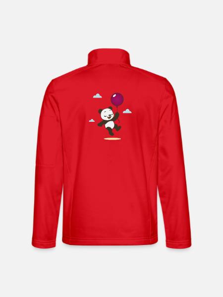 Happy Panda with Balloon - Unisex Softshell Jacket - red