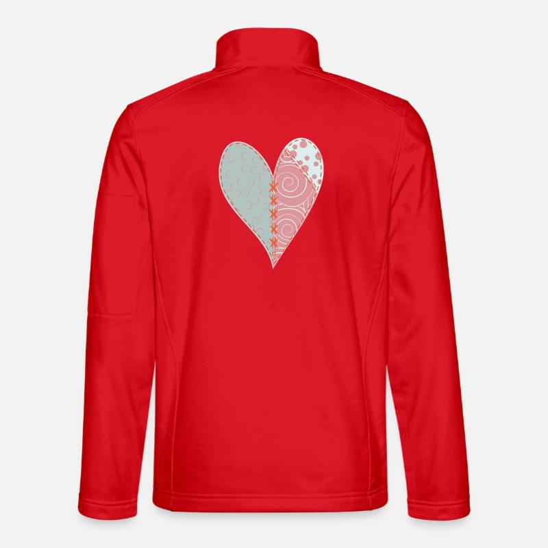 Patchwork Heart No3 - Unisex Softshell Jacket - red