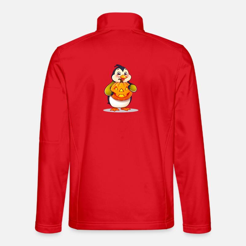 Cute penguin with Halloween pumpkin - Unisex Softshell Jacket - red