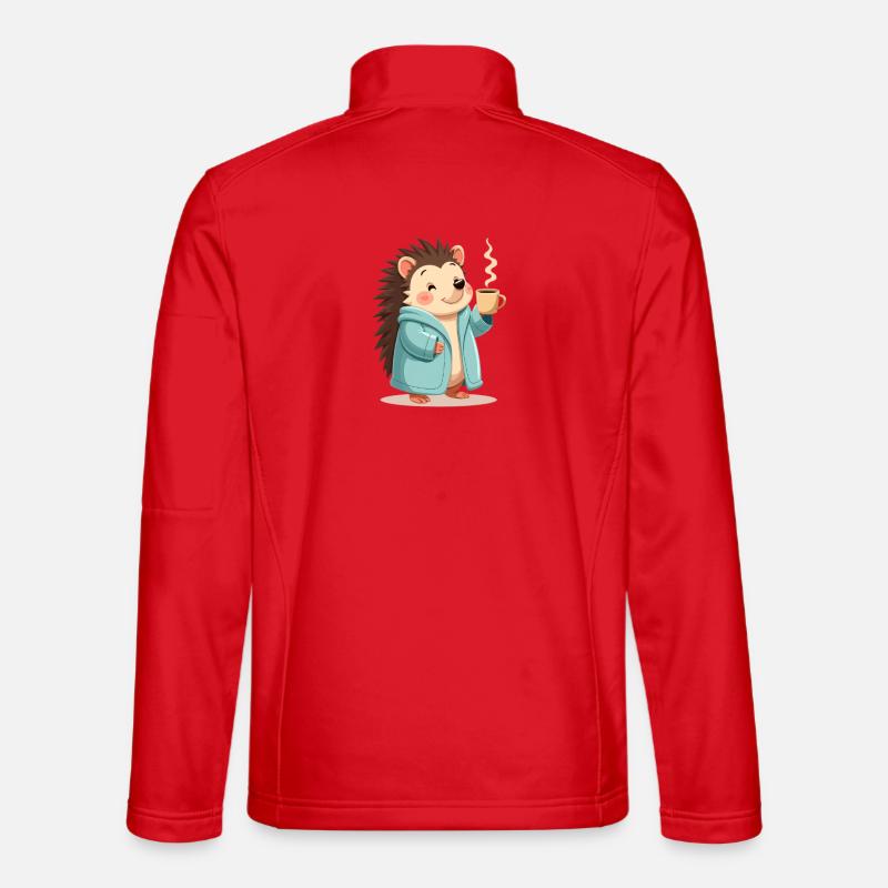 Hedgehog Mit Kaffee Pullover Design - Unisex Softshelljacke - Rot