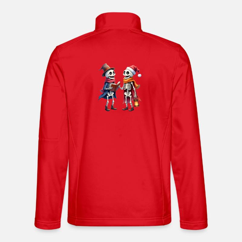 Weihnachtsskelette mit Hut und Buch - Unisex Softshelljacke - Rot