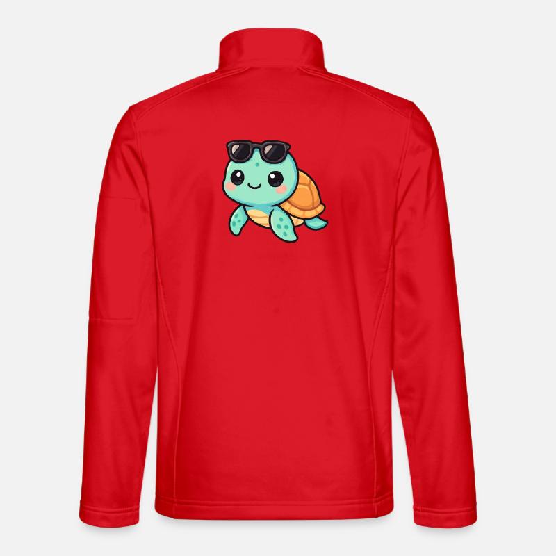 Süßer Schildkröten-Karikatur mit Sonnenbrille - Unisex Softshelljacke - Rot