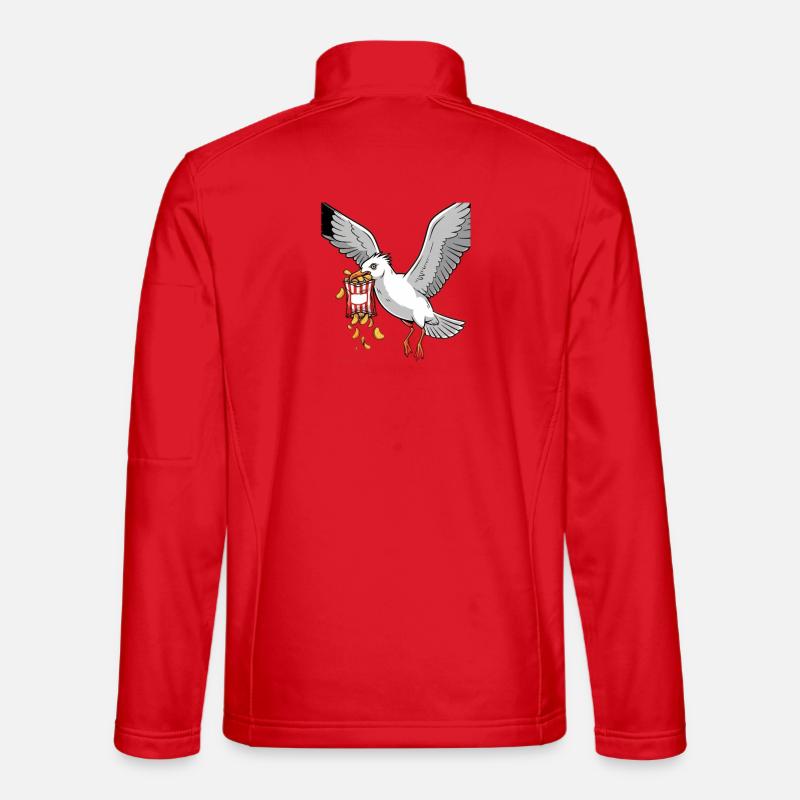 Seagull with Chips Snack Design Unisex Softshell Jacket