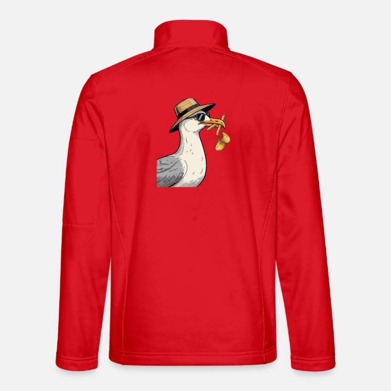 Karikaturer Seemöwe mit Sommerhut - Unisex Softshelljacke - Rot