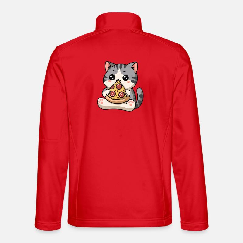 Katze und Pizza - Unisex Softshelljacke - Rot