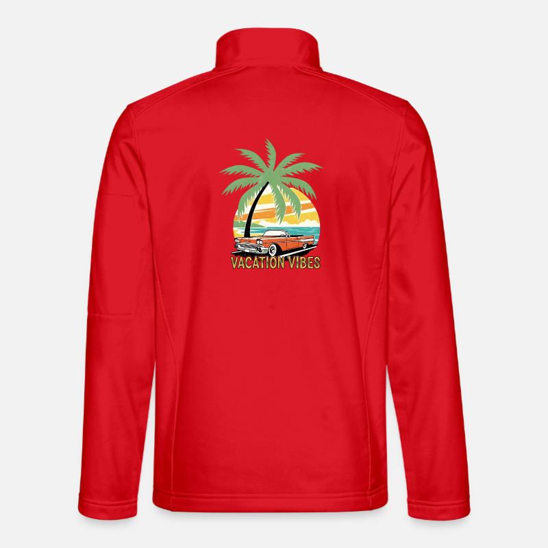 Tropischer Himmel und Oldtimer - Unisex Softshelljacke - Rot