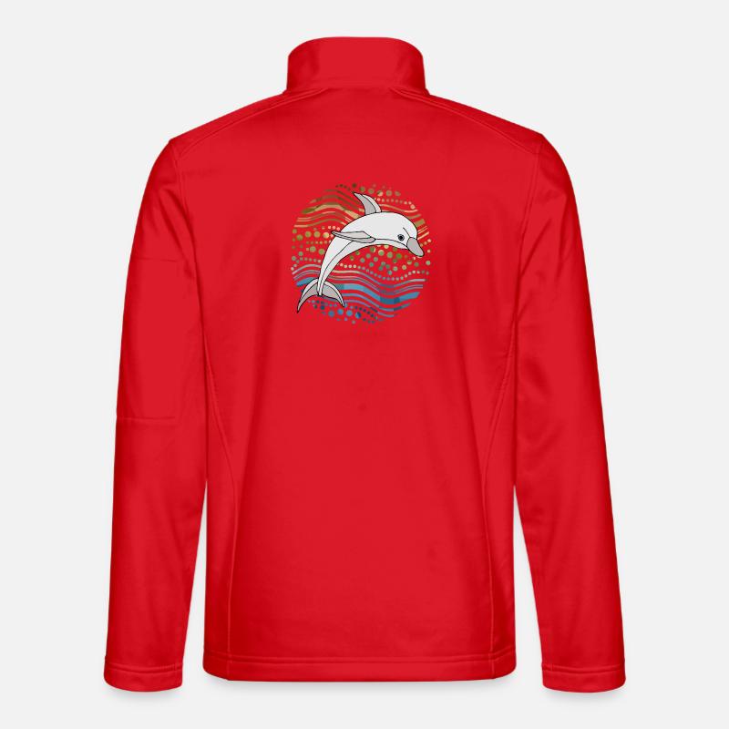 Dolphin in Abstract Waves - Unisex Softshell Jacket - red