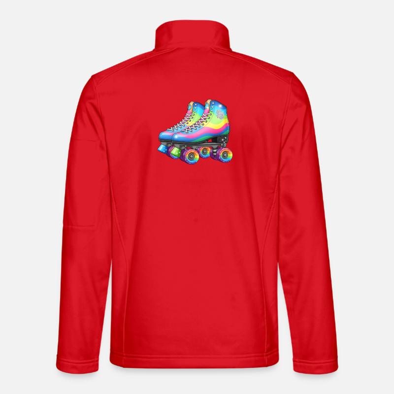 Rainbow Roller Skates Retro Disco Style - Unisex Softshell Jacket - red