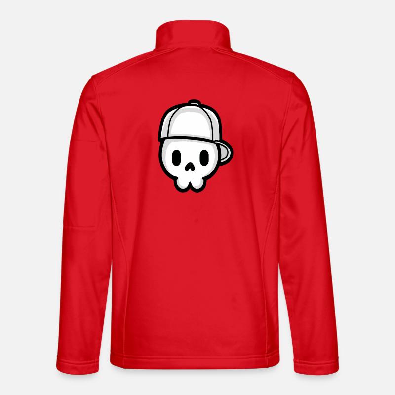 Verspielter Schädel mit Kappe Illustration - Unisex Softshelljacke - Rot