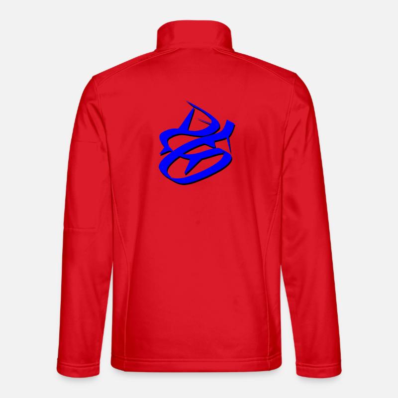 Dynamic Blue Graffiti Design - Unisex Softshell Jacket - red