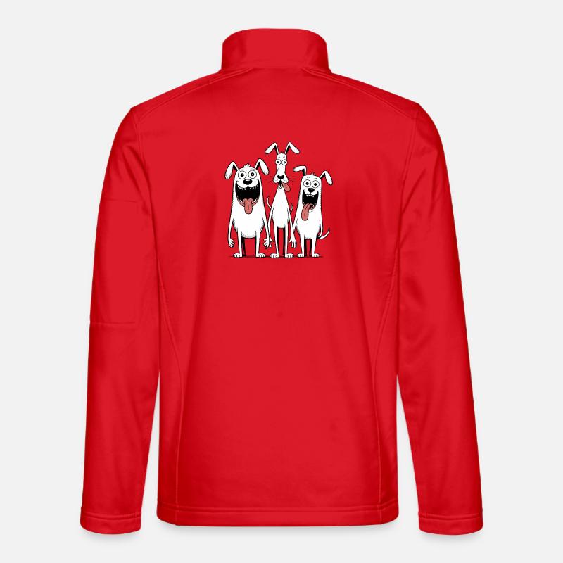 Funny Three Dogs Cartoon - Unisex Softshell Jacket - red