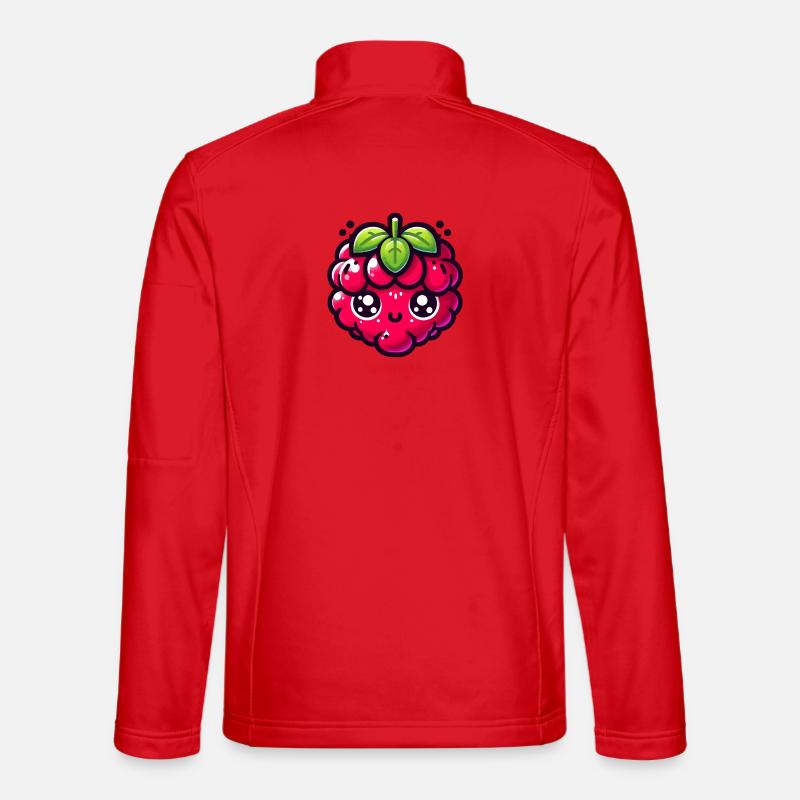 Raspberry Kawaii Illustration - Unisex Softshell Jacket - red