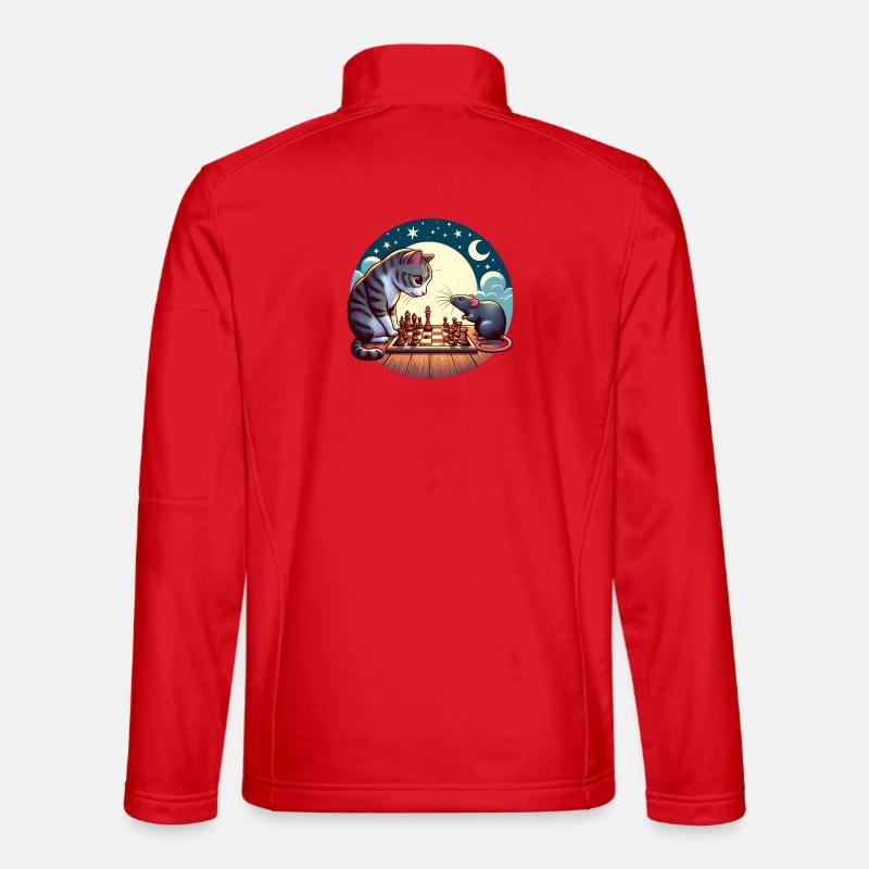 Nocturnal chess duel between cat and mouse Unisex Softshell Jacket