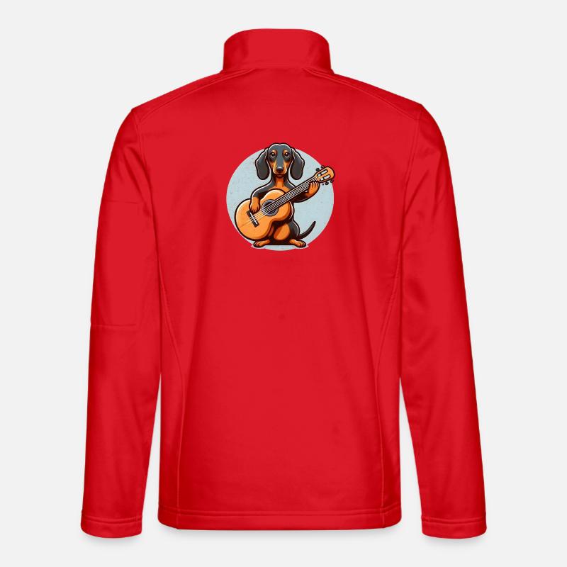 Hunde-Musiker Dackel mit Gitarre - Unisex Softshelljacke - Rot