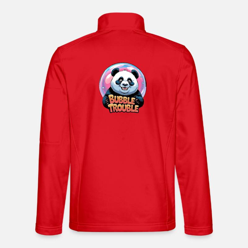 Verspielter Panda mit Blasenmotiv - Unisex Softshelljacke - Rot