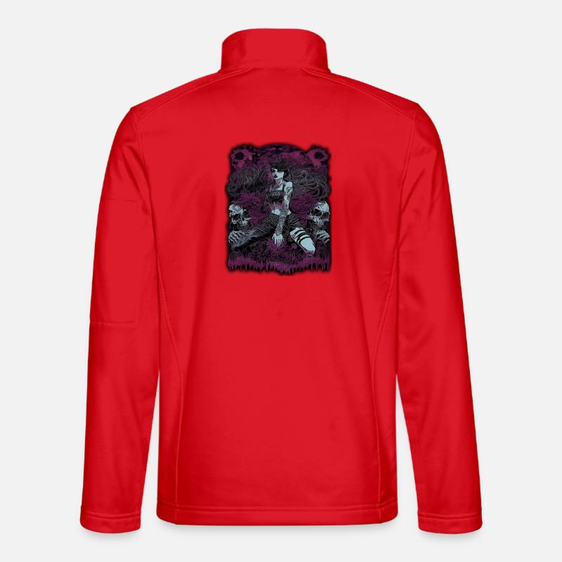 Dunkle Zauberin mit Totenkopf-Elementen - Unisex Softshelljacke - Rot