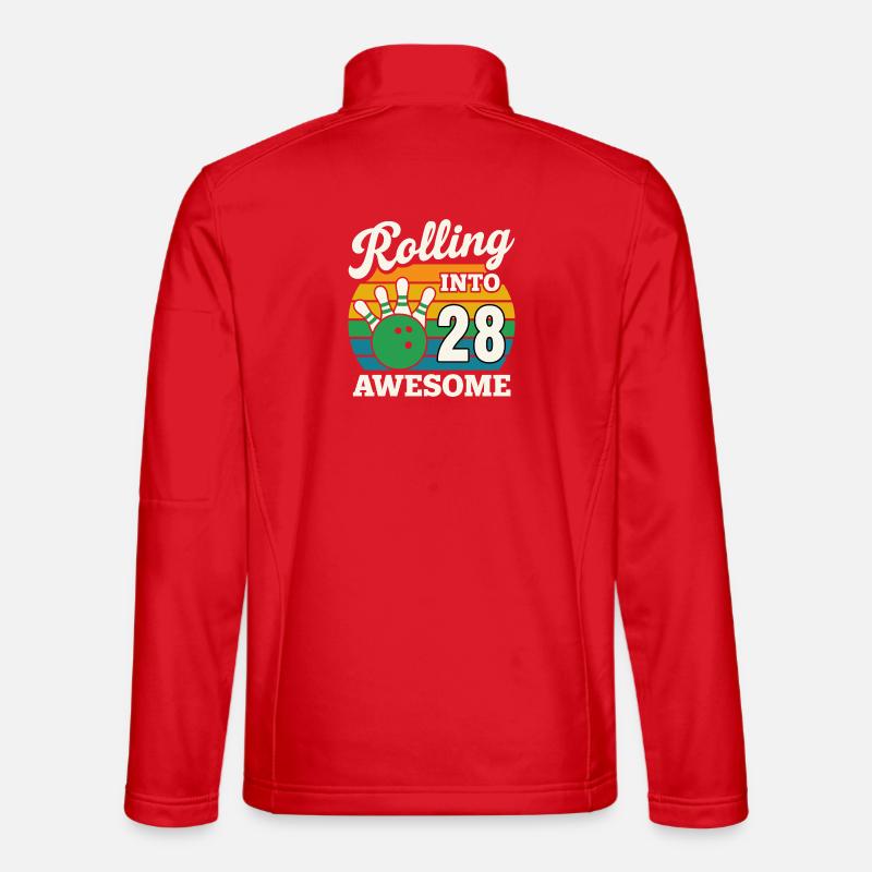 Bowling 28th Birthday Celebration Graphic - Unisex Softshell Jacket - red