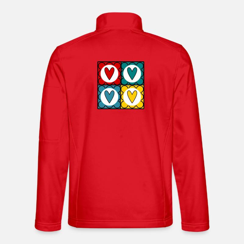 Bunte Herzen im Pop-Art-Stil - Unisex Softshelljacke - Rot