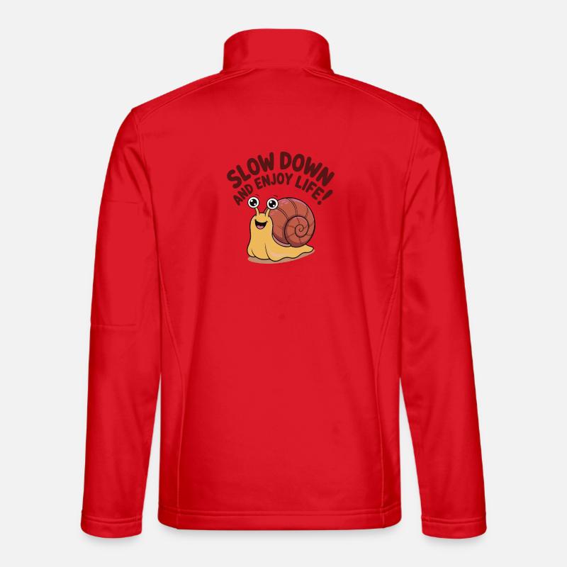 Whimsical Snail with Inspirational Message - Unisex Softshell Jacket - red