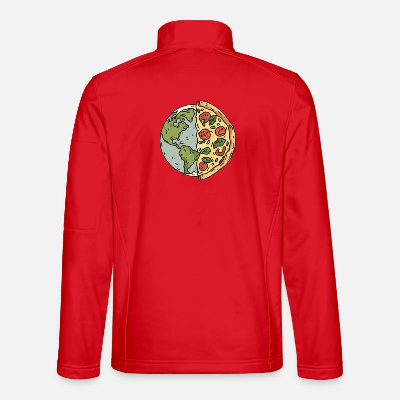 Earth Pizza Slice Design - Unisex Softshell Jacket - red