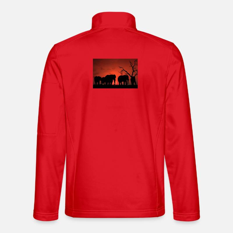 Elephants at Sunset Silhouette - Unisex Softshell Jacket - red