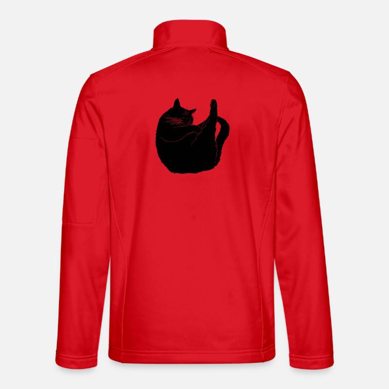 Katze beim Schlafyoga - Unisex Softshelljacke - Rot