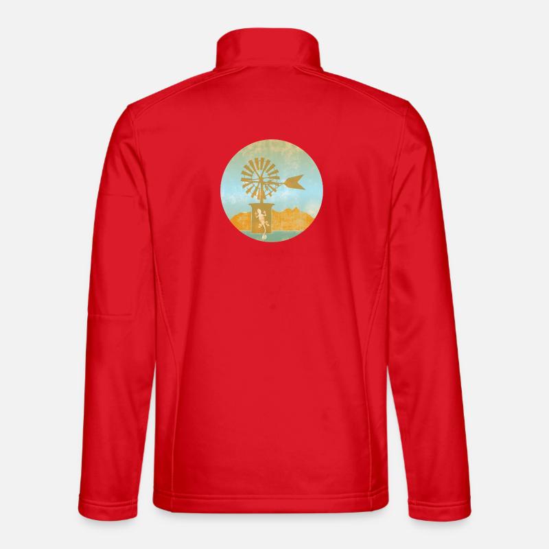 Windmill with Gecko Illustration Mallorca - Unisex Softshell Jacket - red