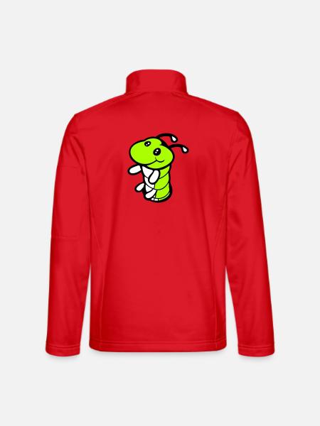 Caterpillar Bottom Hole Cute Smiles Friendly Happy - Unisex Softshell Jacket - red - Back