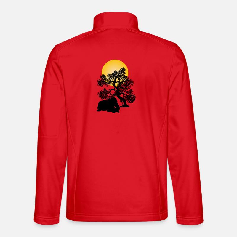 Yellow moon over tree silhouette - Unisex Softshell Jacket - red
