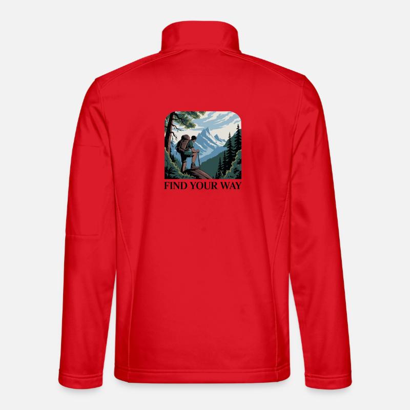 Bergwanderer mit malerischen Gipfeln - Unisex Softshelljacke - Rot
