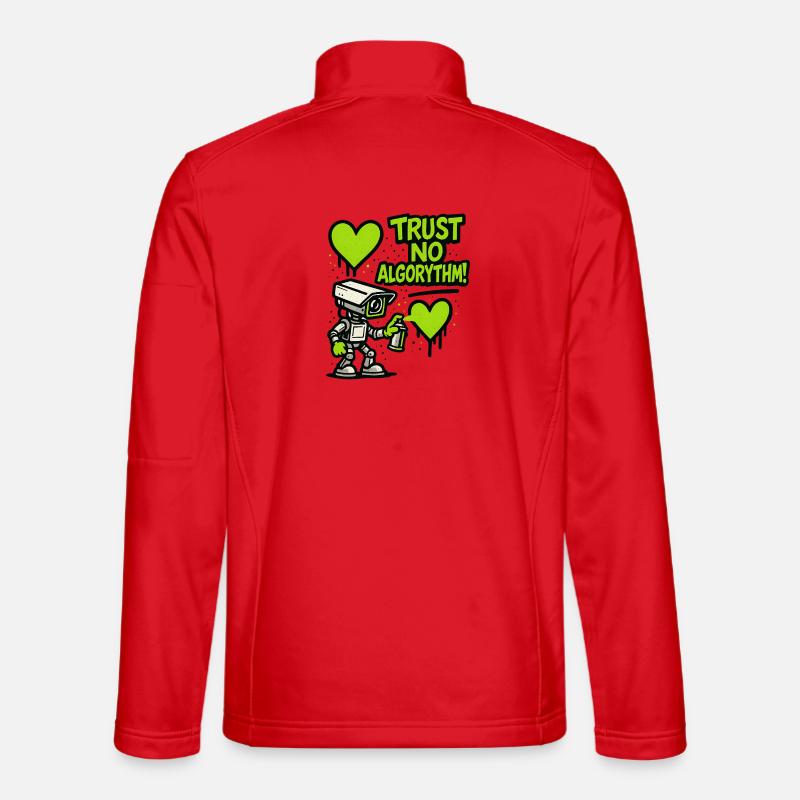 Robot with heart and anti-algorithm message Unisex Softshell Jacket