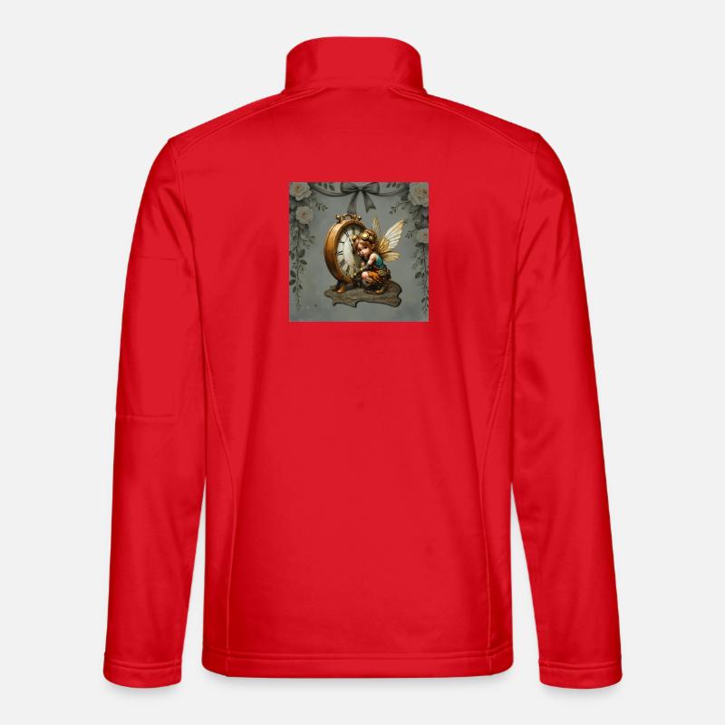 Magic clock with mechanical fairy - Unisex Softshell Jacket - red