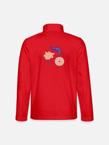 Meeresmuscheln und Garnele Design - Unisex Softshelljacke - Rot - Hinten