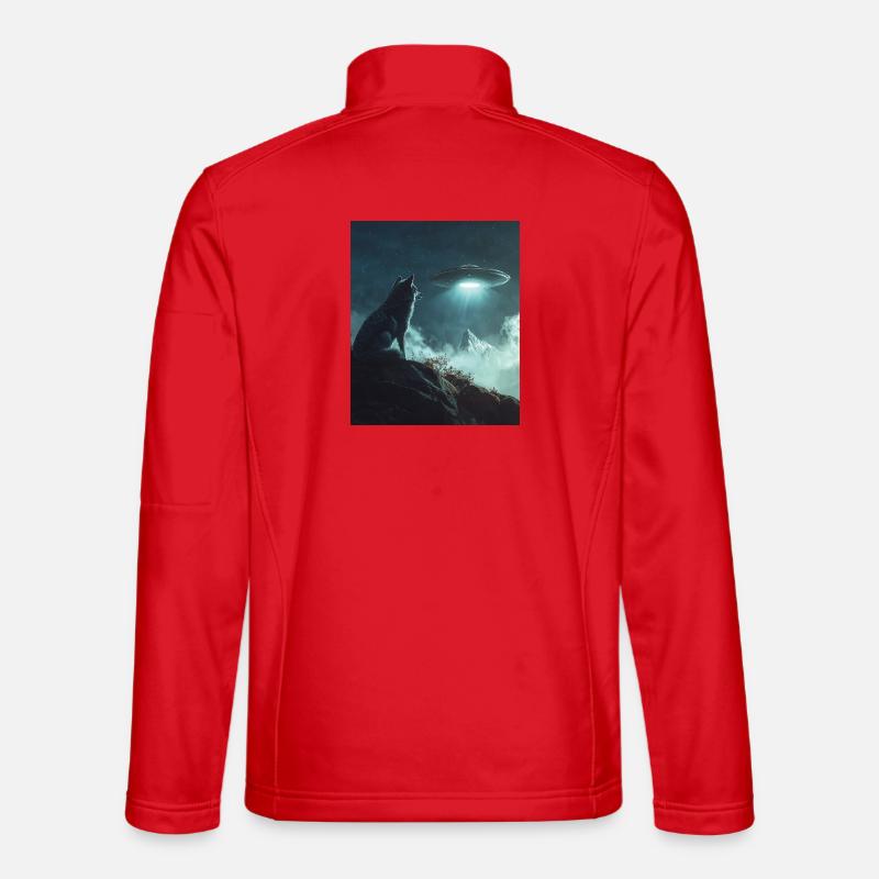 Wolf Selfie mit UFO - Unisex Softshelljacke - Rot
