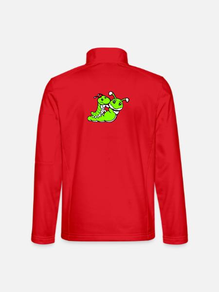 2 amis chevauchant une chenille père mère enfant papa maman - Veste en tissu softshell Unisexe - rouge - Dos