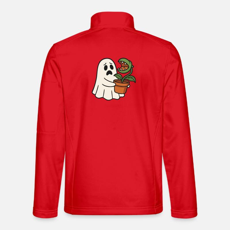 Cute ghost with carnivorous plant - Unisex Softshell Jacket - red