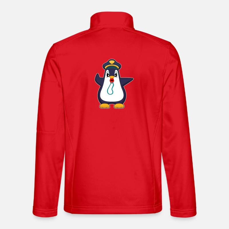 Pinguin Polizist Trillerpfeife Polizei - Unisex Softshelljacke - Rot